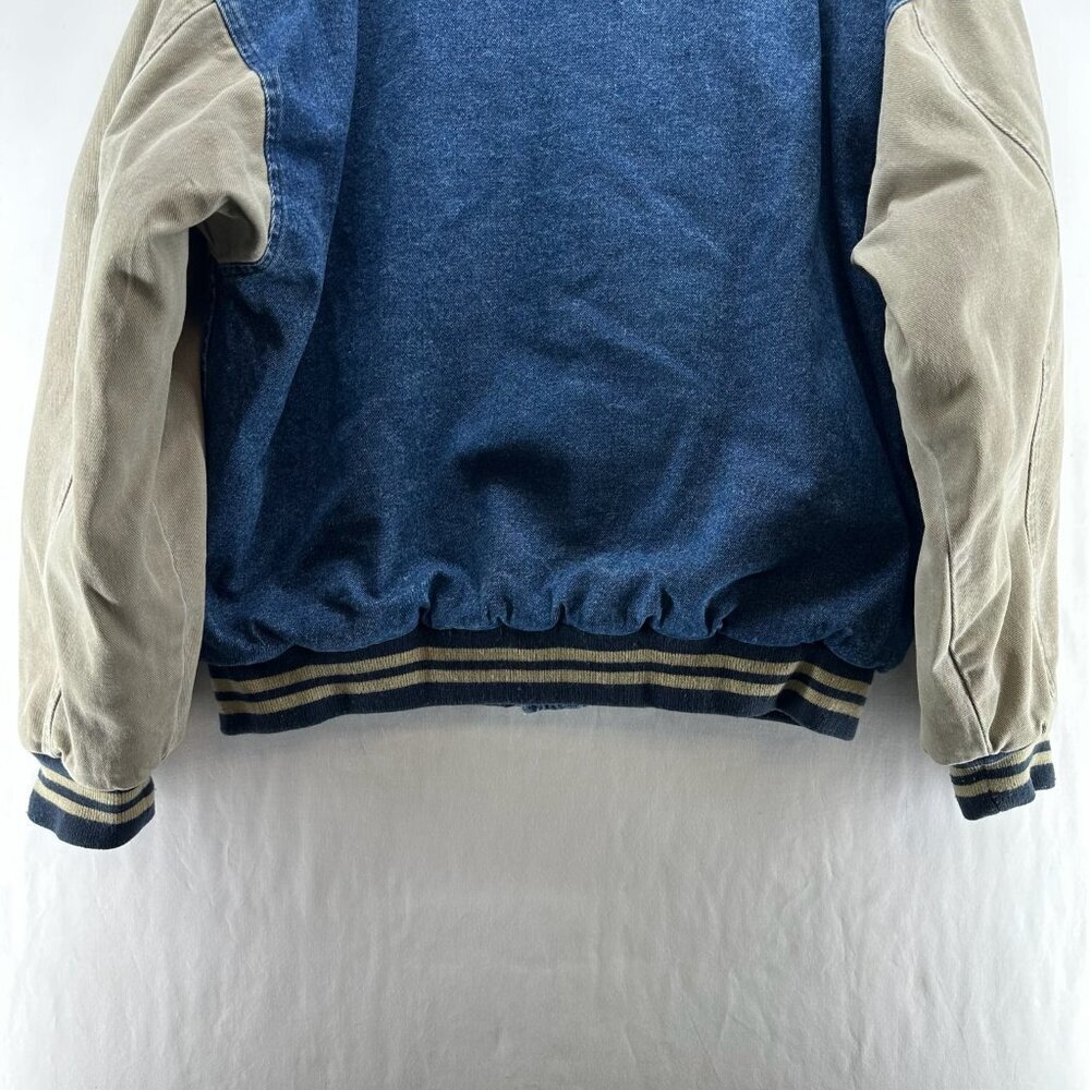 Vintage MV Sport MID TECH Eagle Denim Varsity Jacket Men Sz L Quilted Lined Blue - Picture 7 of 11